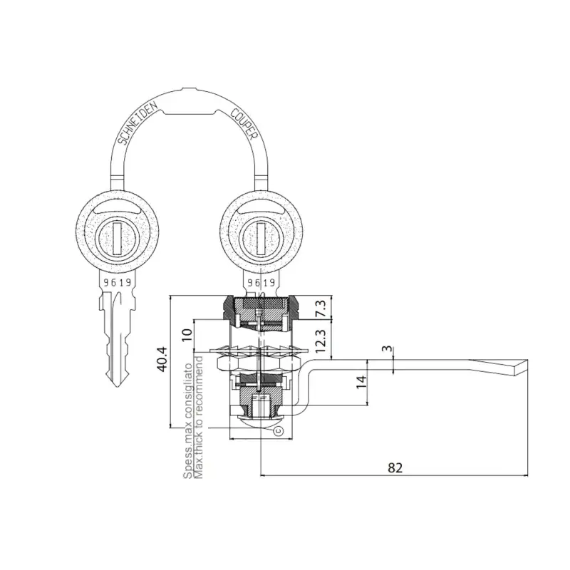 Serratura per cancello cilindrica Ø 20 x 30 mm