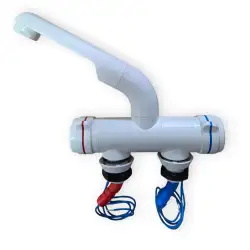 White compact mixing tap