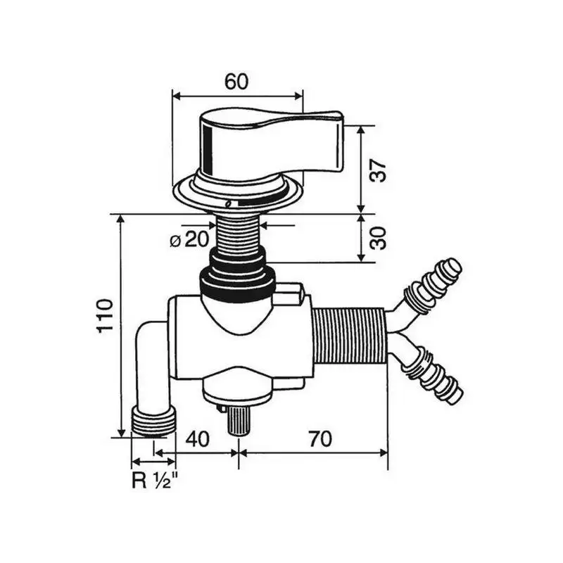 Controle sob misturador de mesa estilo 2000 branco