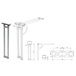 Double folding leg grey 720mm.