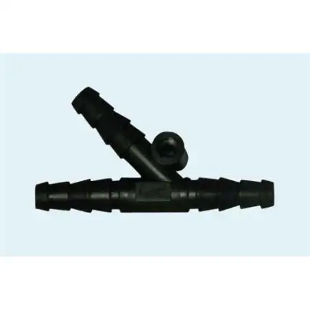 Y conexion tubos 10 mm. con soporte fijacion (azul)