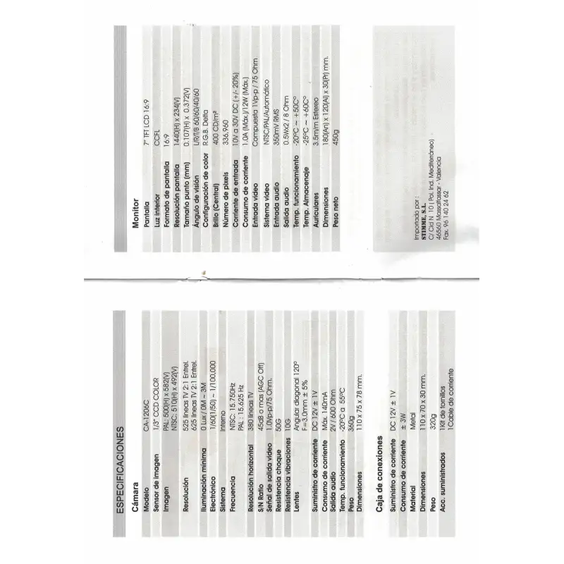 Tft 7" colour reverse camera complete