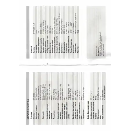 Retrocamara color tft 7'' completa