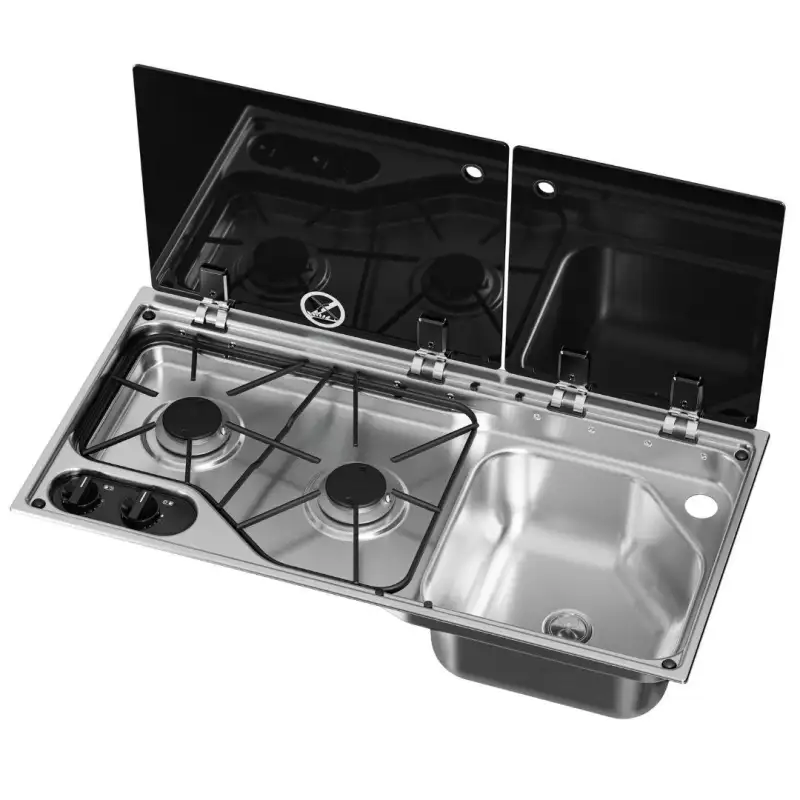 Combinacion dometic 2 fogones + seno derecha 700 x 170 x 350 c.tapa