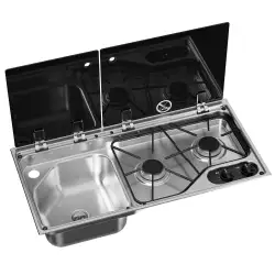 Combinacion dometic 2 fogones + seno izquierda 700 x 170 x 350 c. tapa
