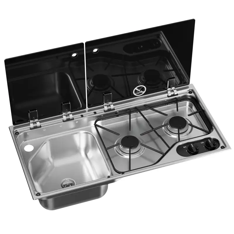 Combinacion dometic 2 fogones + seno izquierda 700 x 170 x 350 c. tapa