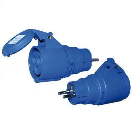 Adaptateur mÂle schuko À femelle cee 17 (en une piÈce)