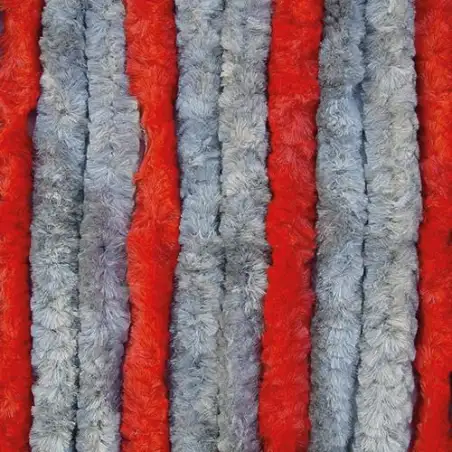 Rideau chenille 560x1850mm gris et rouge