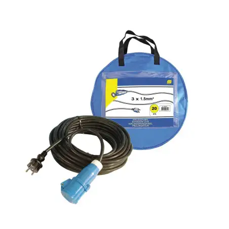 Prolongateur socle normes cee 20m, avec sac de transport