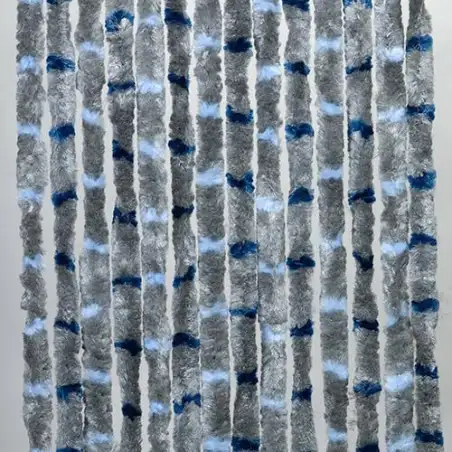 Rideau chenille 560x1850mm gris et bleu