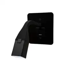 Refletor de parede preto com usb c + usb a