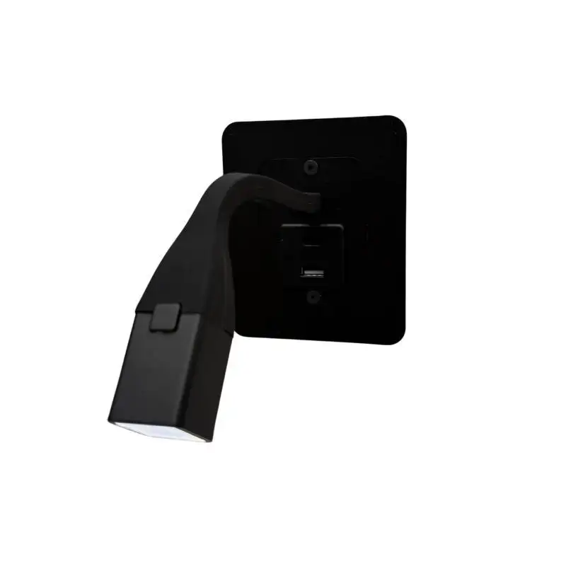 Schwarzer Wandstrahler mit USB C + USB A