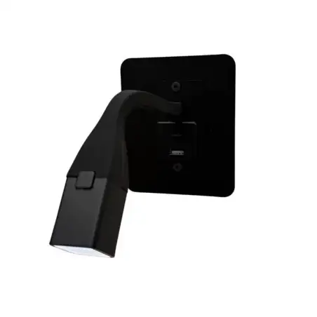 Refletor de parede preto com usb c + usb a