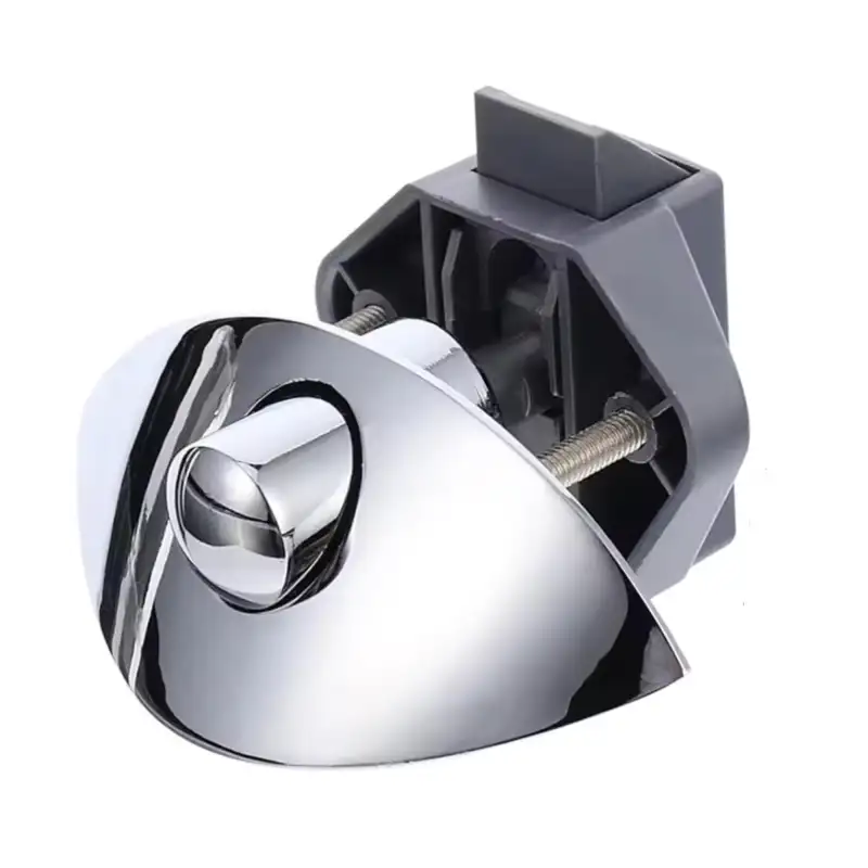 Chrome curved push button closure