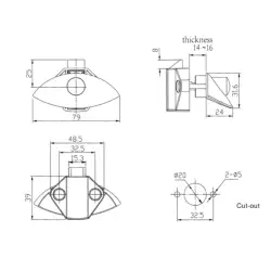 Verchromter, gebogener Druckknopfverschluss