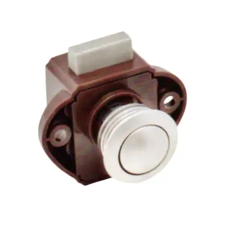 Mini nickel push button closure brown box