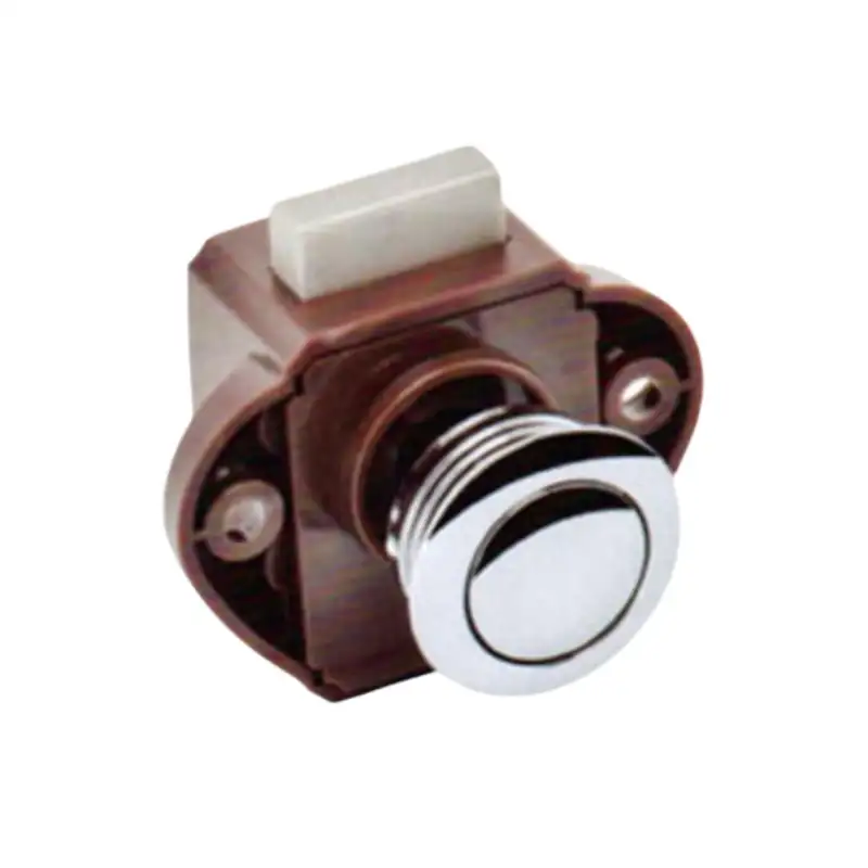 Mini chrome push button closure brown box