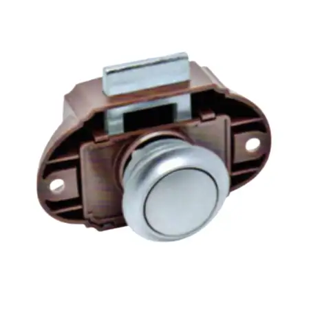 Brown box pearl push button closure