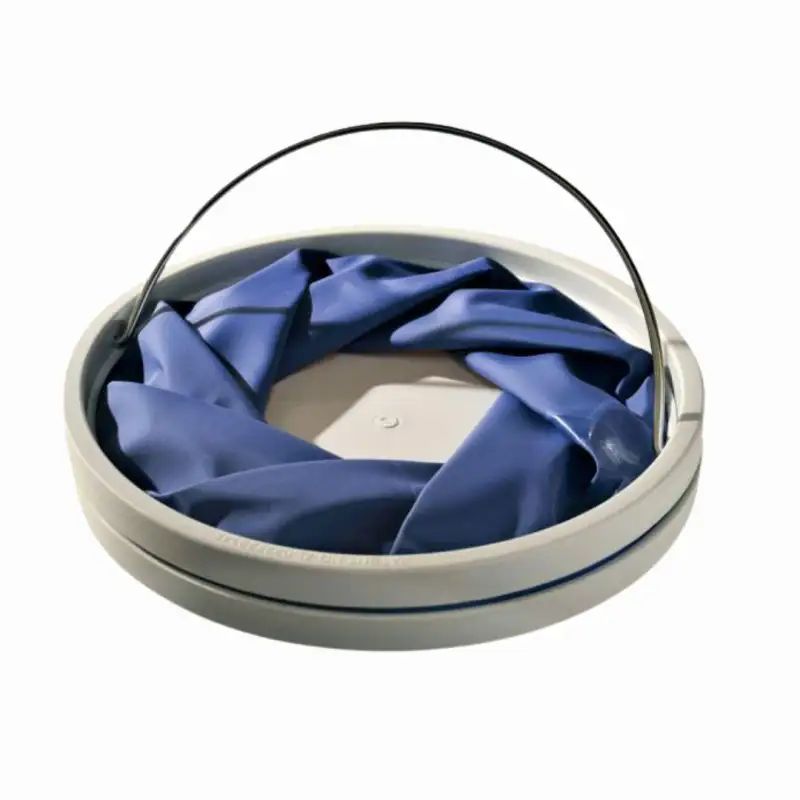 Balde dobrável impermeável em PVC azul