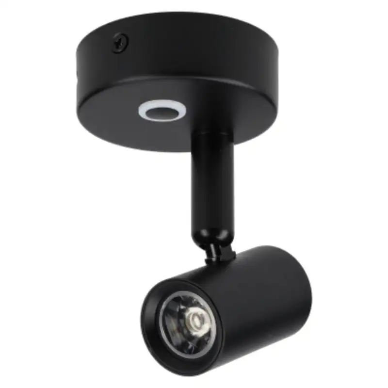 Foco de superficie orientable negro de intensidad regulable con usb-c 12v 5.000k 120lm