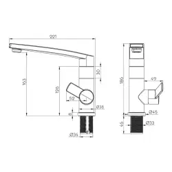 Miscelatore monocomando in metallo contur nero