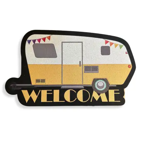 Recycled rubber caravan shape rug