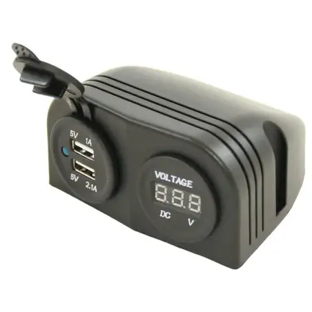 Indicador de tensão + 2 superfícies USB