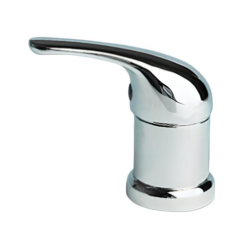 Chrome single lever mixer under blunt table