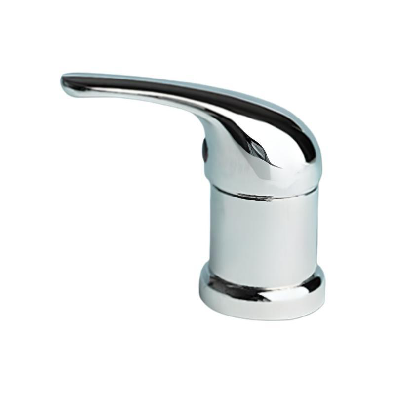 Chrome single lever mixer under blunt table