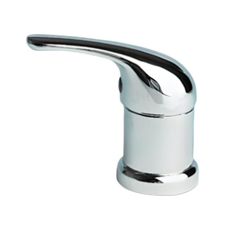 Chrome single lever mixer under blunt table