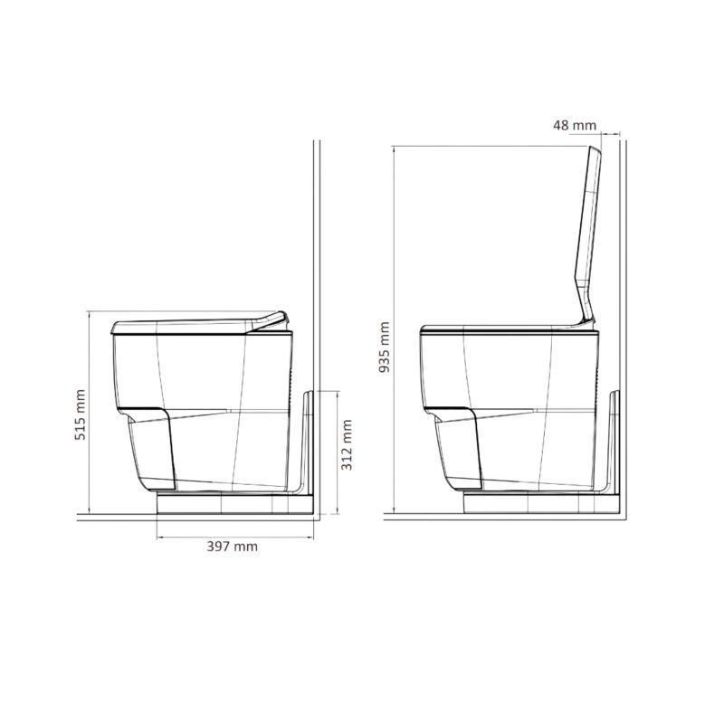 Clesana dry toilet with installation profile in l