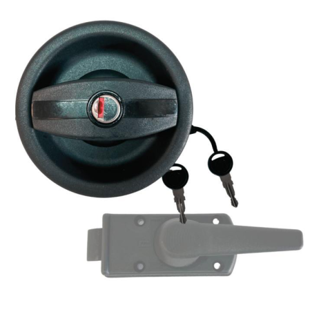 Cerradura puerta redonda negra Ø93 mm apertura izquierda