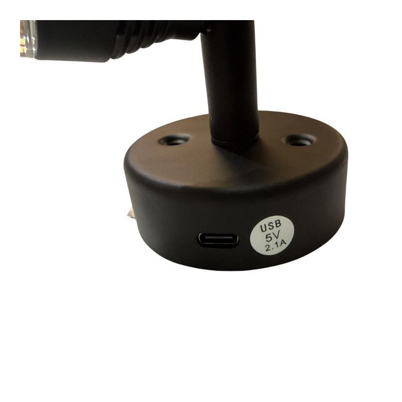 Foco de pared led negro con usb c