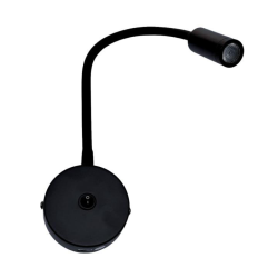 Foco de lectura flexible de pared negro con toma usb-a 12v 3.000k