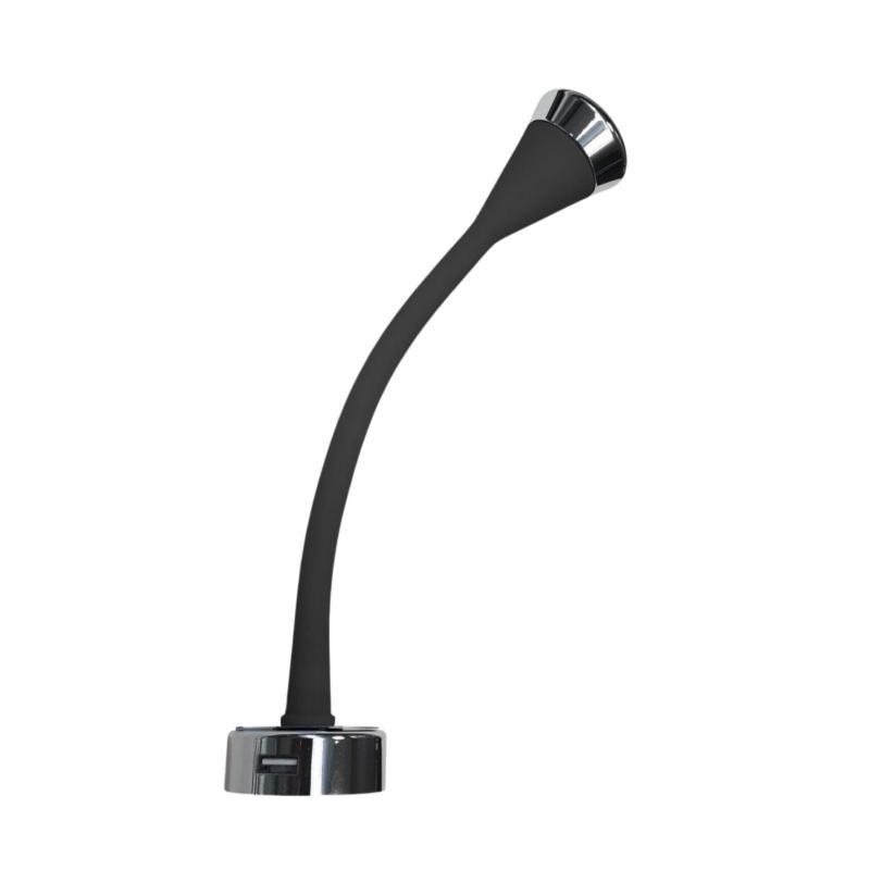 Spot flexível preto/cromado com tomada USB