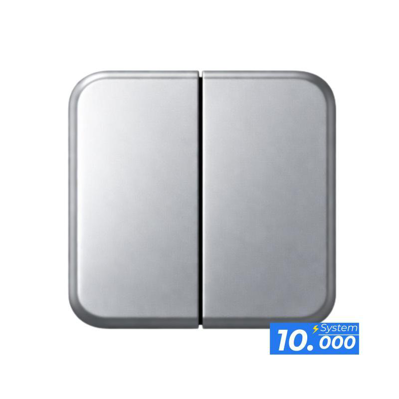 Pulsador doble interruptor plata (sistema 10.000)
