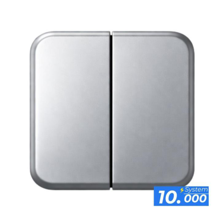 Pulsador doble interruptor plata (sistema 10.000)
