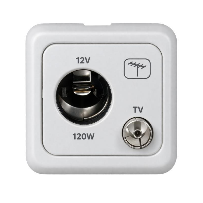 Enchufe 12v coche+antena gris