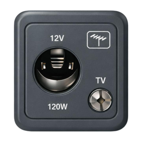 Enchufe 12v coche+antena gris oscuro