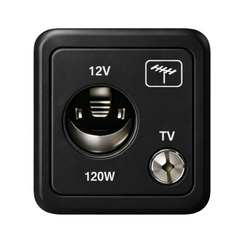 Enchufe 12v coche + antena negro