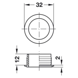 Anillo niquel mate botÓn pulsador Ø23 mm tablero 19 mm