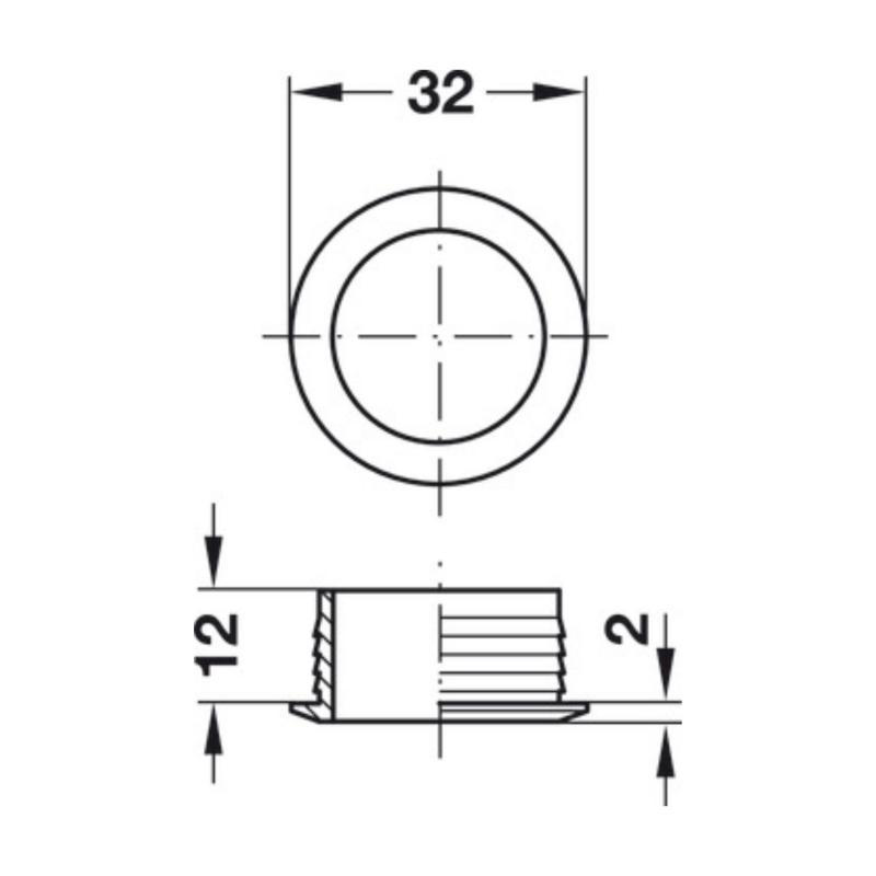 Anillo negro mate botÓn pulsador Ø23 mm tablero 19 mm