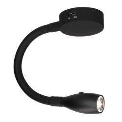Foco de lectura de pared flexible negro 305mm de intensidad regulable con usb-c 12v 4.000k 150lm