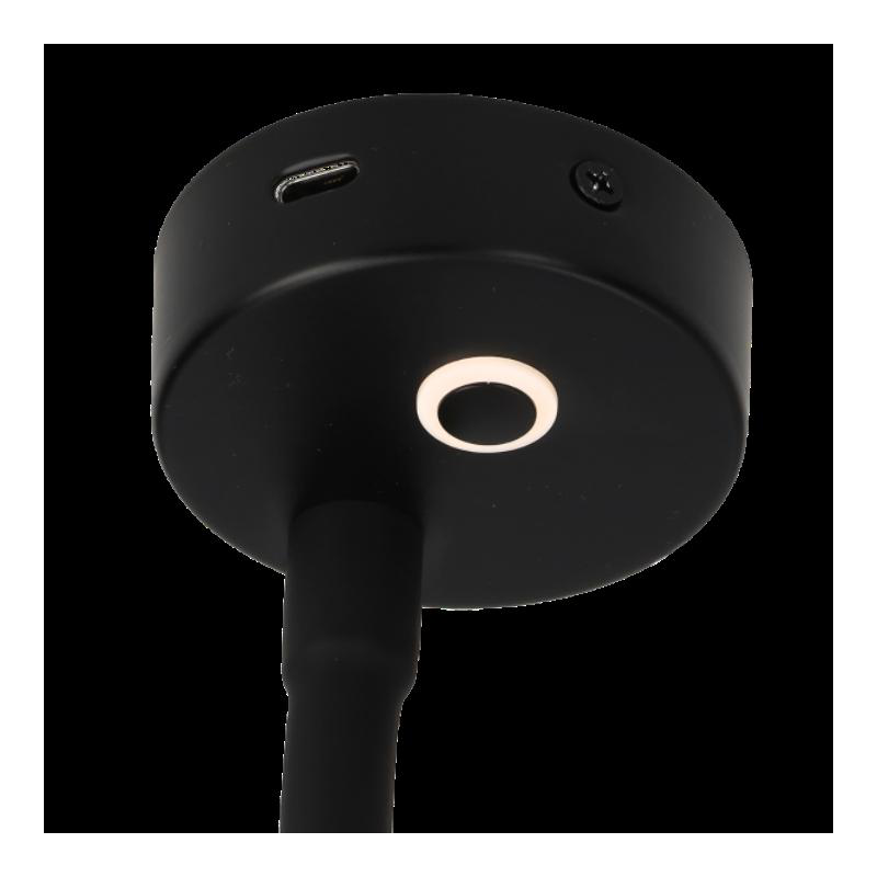 Foco de superficie flexible negro 190mm de intensidad regulable con usb-c 12v 4.000k 120lm