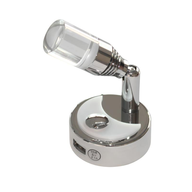 Refletor led cromado 12v 70 lm usb touch