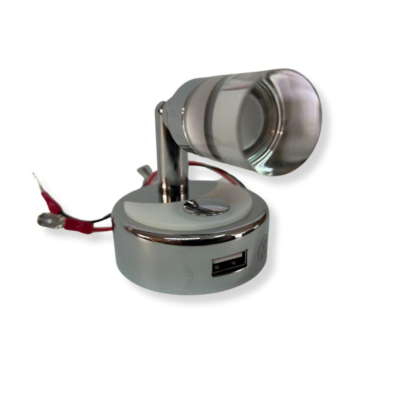 Refletor led cromado 12v 70 lm usb touch