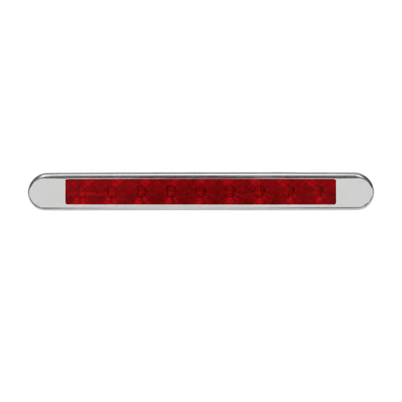 Piloto luz de freno / posiciÓn barra 12/24 v plÁstico cromado lente rojo (260 x 25 x 12 mm)