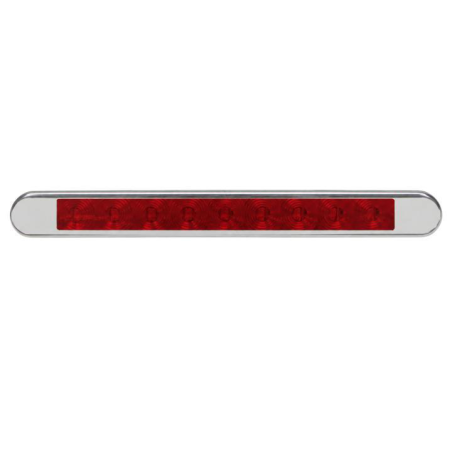 Piloto luz de freno / posiciÓn barra 12/24 v plÁstico cromado lente rojo (260 x 25 x 12 mm)