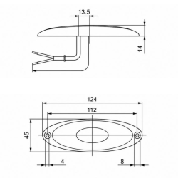 Piloto luz de galibo lateral base blanca (124 x 45 mm)