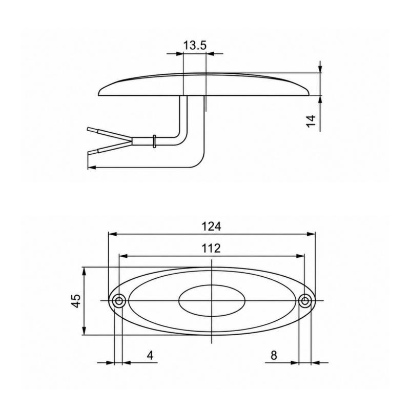 Piloto luz de galibo lateral base blanca (124 x 45 mm)